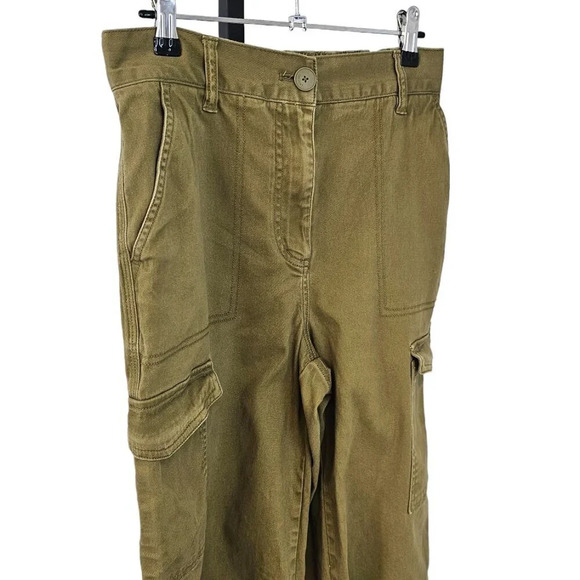 Oak + Fort Womens High Rise Cargo Utility Straight Leg Pants  Size Medium Green - Picture 4 of 8